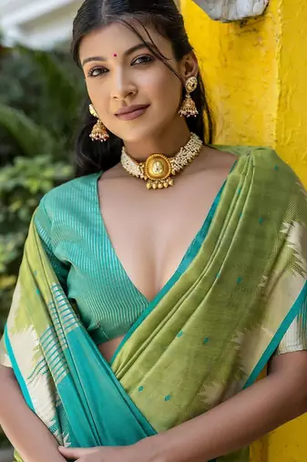 Ethnic Motifs Woven Design Zari Bhagalpuri Saree