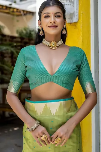 Ethnic Motifs Woven Design Zari Bhagalpuri Saree