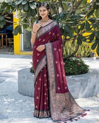 Ethnic Motifs Woven Design Zari Banarasi Saree 1