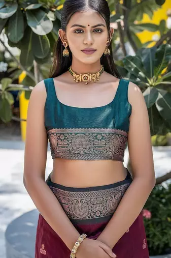Ethnic Motifs Woven Design Zari Banarasi Saree