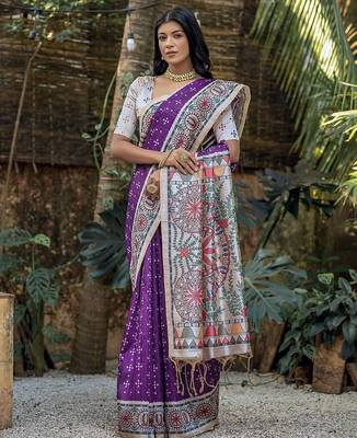 Ethnic Motifs Silk Cotton Tussar Saree 2