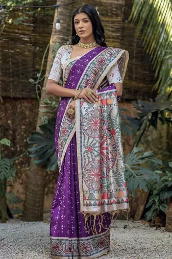 Ethnic Motifs Silk Cotton Tussar Saree
