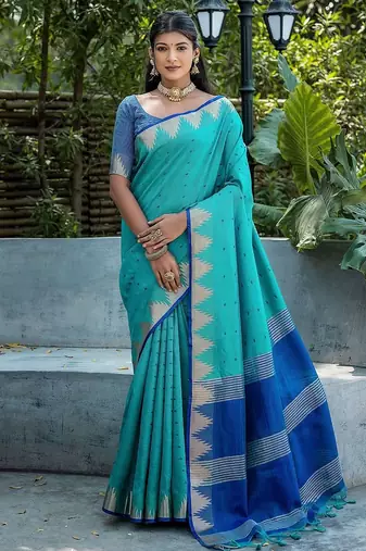Ethnic Motifs Woven Design Zari Bhagalpuri Saree