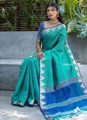 Ethnic Motifs Woven Design Zari Bhagalpuri Saree 2