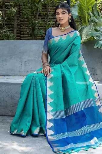 Ethnic Motifs Woven Design Zari Bhagalpuri Saree
