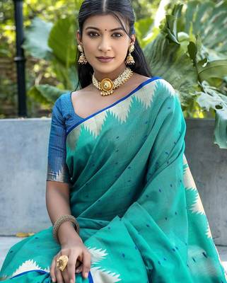 Ethnic Motifs Woven Design Zari Bhagalpuri Saree 3