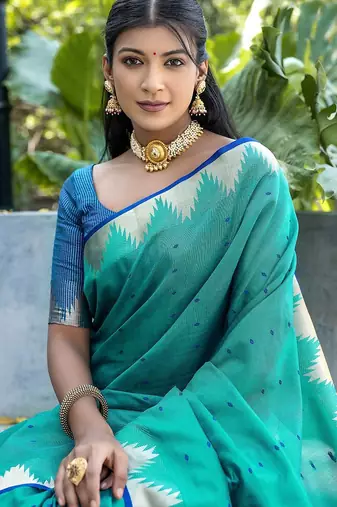 Ethnic Motifs Woven Design Zari Bhagalpuri Saree