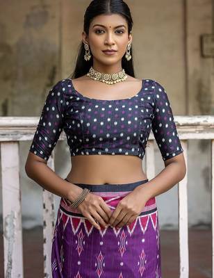 Ajrak Printed Ikat Saree 4