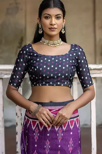 Ajrak Printed Ikat Saree