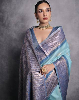 Woven Design Ethnic Motifs Zari Tussar Saree 3