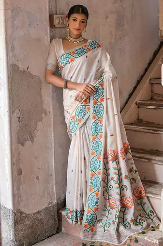 Floral Woven Design Pure Cotton Muga Saree