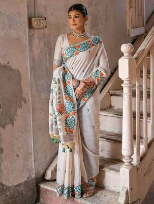 Floral Woven Design Pure Cotton Muga Saree 2
