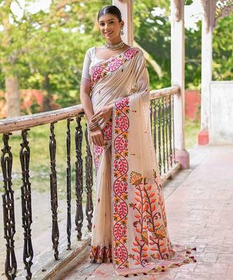 Woven Design Pure Cotton Muga Saree 1
