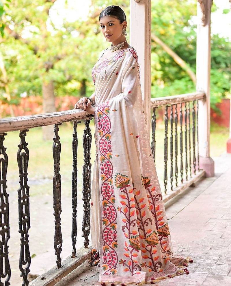 Woven Design Pure Cotton Muga Saree