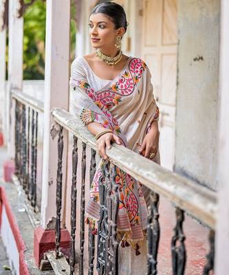 Woven Design Pure Cotton Muga Saree 3