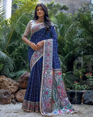 Polka Dot Zari Silk Cotton Tussar Saree 1