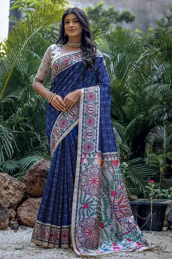 Polka Dot Zari Silk Cotton Tussar Saree
