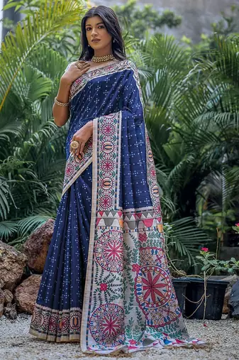 Polka Dot Zari Silk Cotton Tussar Saree