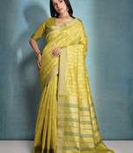 Woven Design Ethnic Motifs Zari Bhagalpuri Saree With Tassels
