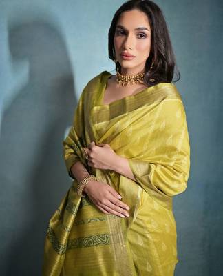 Woven Design Ethnic Motifs Zari Bhagalpuri Saree With Tassels 3