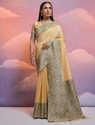 Traditional Trible Art Printed Bhagalpuri Saree 1