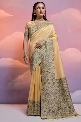 Traditional Trible Art Printed Bhagalpuri Saree