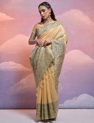 Traditional Trible Art Printed Bhagalpuri Saree 2