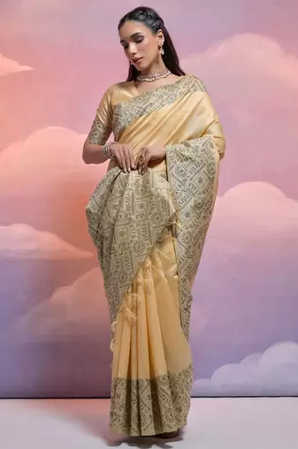 Traditional Trible Art Printed Bhagalpuri Saree