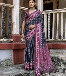Ajrak Block Silk Cotton Ikat Saree