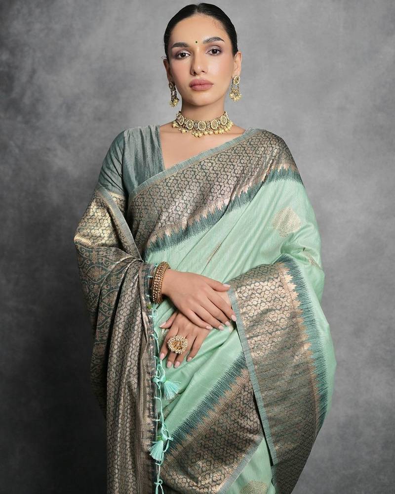 Woven Design Zari Tussar Saree