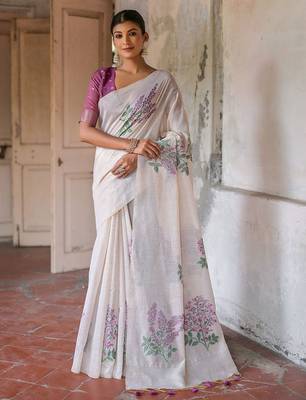 Embroidered Pure Cotton Muga Saree 1