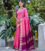 Woven Design Polka Dot Zari Bhagalpuri Saree With Tassels