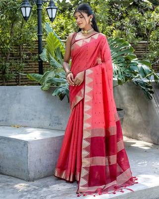 Polka Dot Zari Saree 1