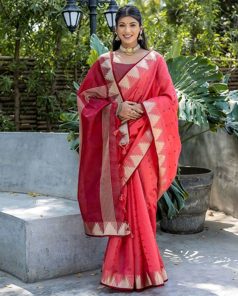 Polka Dot Zari Saree