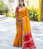 Woven Design Bandhani Zari Bhagalpuri Saree With Tassels