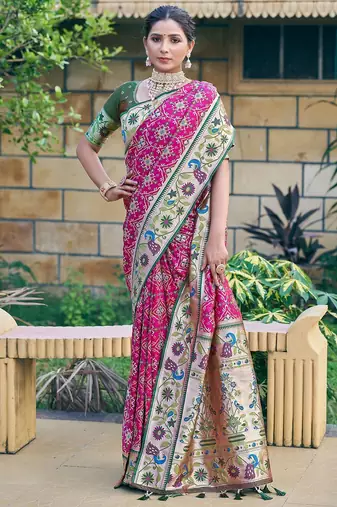 Ethnic Motifs Zari Designer Patola Saree