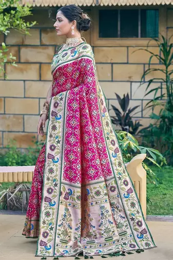 Ethnic Motifs Zari Designer Patola Saree