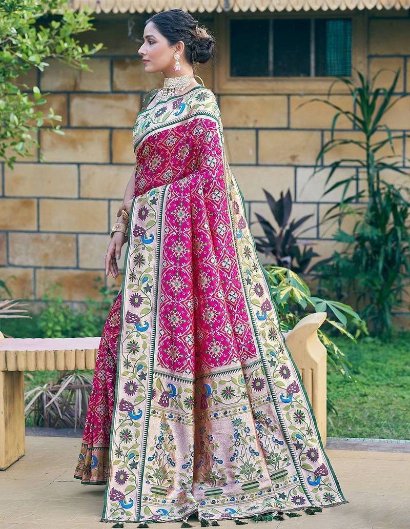 Ethnic Motifs Zari Designer Patola Saree