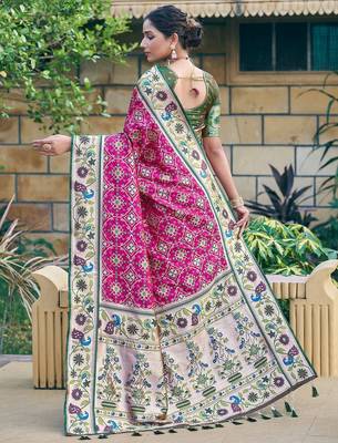 Ethnic Motifs Zari Designer Patola Saree 3
