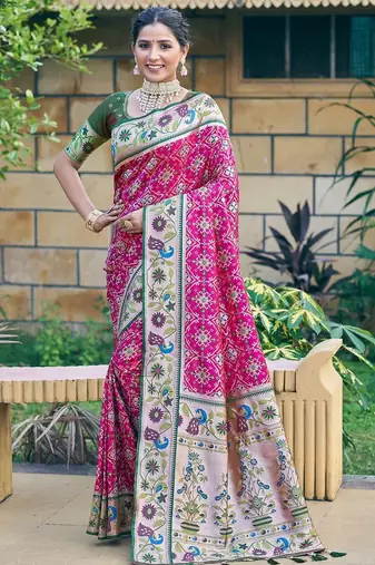 Ethnic Motifs Zari Designer Patola Saree