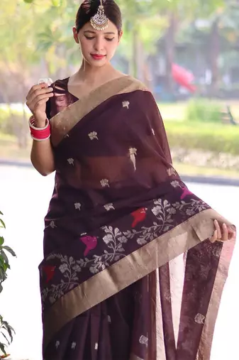 Kalamkari Zari Silk Blend Mysore Silk Saree