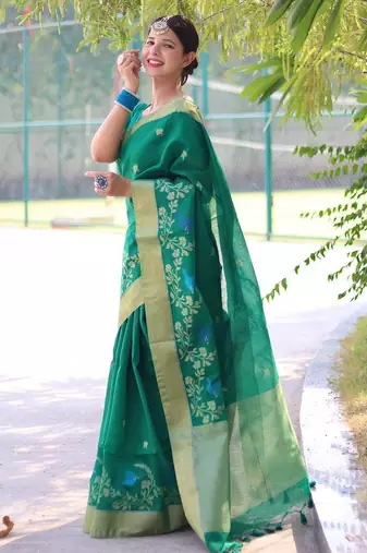 Kalamkari Zari Silk Blend Mysore Silk Saree