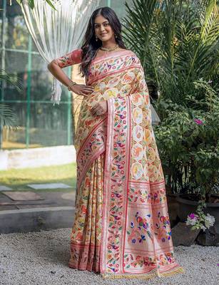 Ethnic Motifs Zari Designer Paithani Saree 1