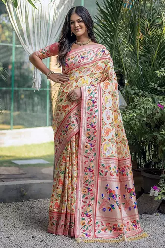 Ethnic Motifs Zari Designer Paithani Saree
