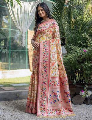 Ethnic Motifs Zari Designer Paithani Saree 2