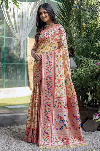 Ethnic Motifs Zari Designer Paithani Saree