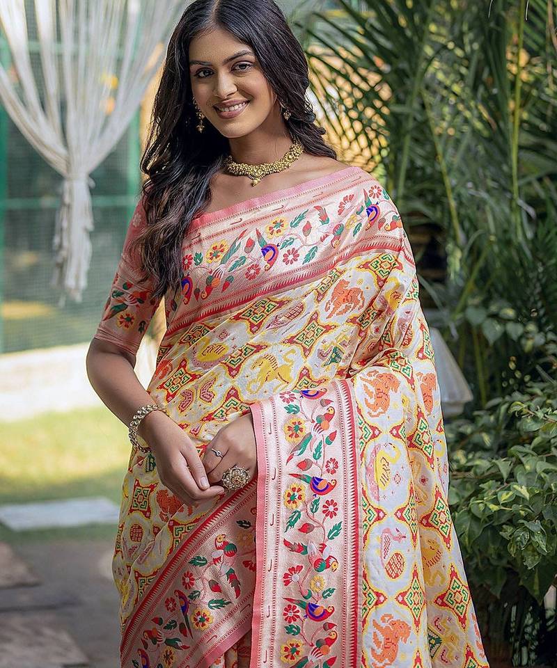 Ethnic Motifs Zari Designer Paithani Saree