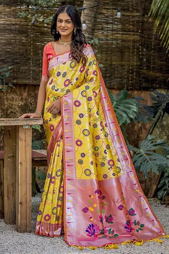 Ethnic Motifs Zari Designer Paithani Saree