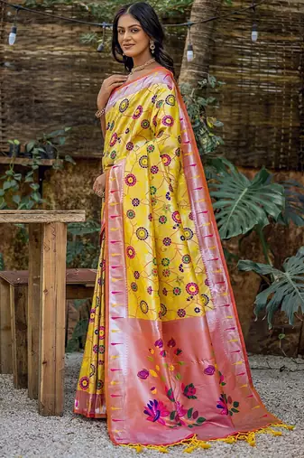 Ethnic Motifs Zari Designer Paithani Saree