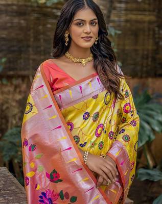Ethnic Motifs Zari Designer Paithani Saree 3